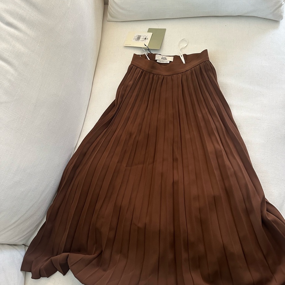 NWT Elegant Brown A-Line Pleated Skirt